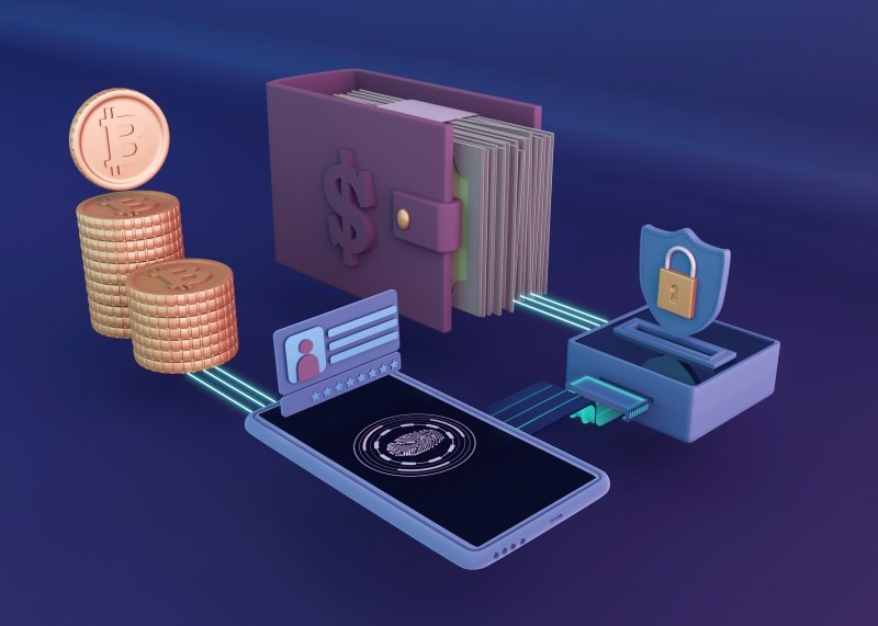 digital wallet, crypto coins, phone, and security lock showing NFT, swaps, and dApp support in Crypto30x.com Trust Wallet.